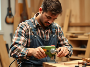 – W Ε R Β U Ν G – 3b742fab-df96-4d9b-9074-c7d15d9a96ff_ghjhgkjk-a_handsome_craftsman_in_overalls_operates_a_jigsa_1744553010
